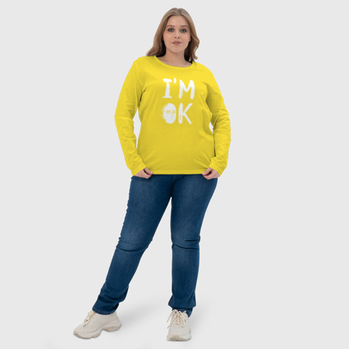 Женский лонгслив хлопок I am Ok, цвет желтый - фото 6