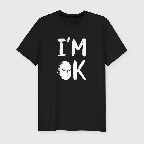 Мужская футболка хлопок Slim I am Ok, цвет черный