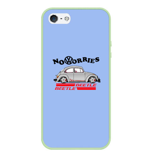 Чехол для iPhone 5/5S матовый Volkswagen Beetle, цвет салатовый