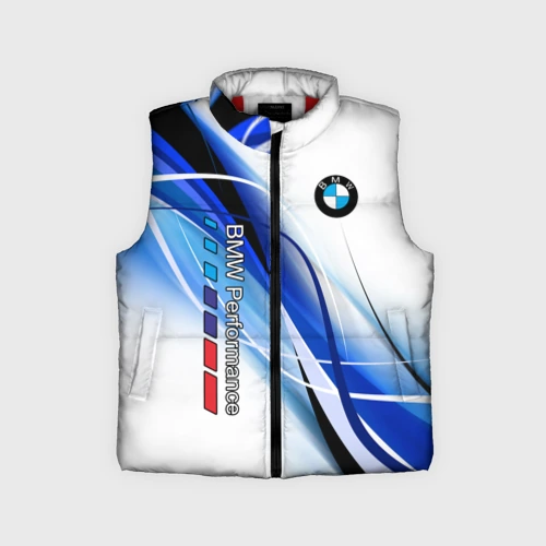 Детский жилет утепленный 3D BMW волны - blue-white