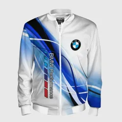 Мужской бомбер 3D BMW волны - blue-white