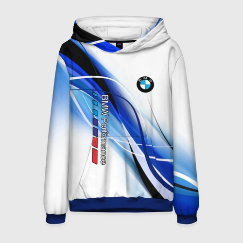 Мужская толстовка 3D BMW волны - blue-white