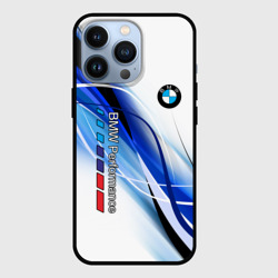 Чехол для iPhone 13 Pro BMW волны - blue-white