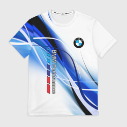 Мужская футболка 3D BMW волны - blue-white