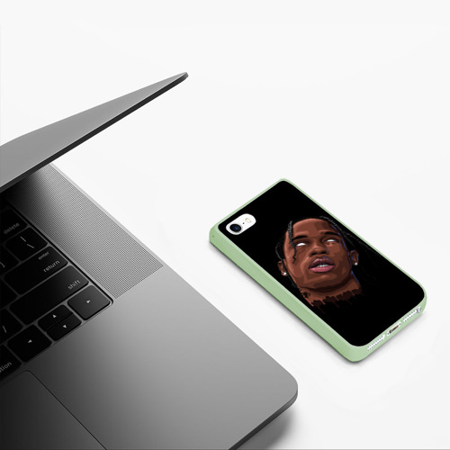 Чехол для iPhone 5/5S матовый Travis Scott, цвет салатовый - фото 5