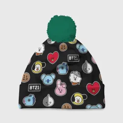 Шапка 3D c помпоном BT21 BTS БТС bangtan boys