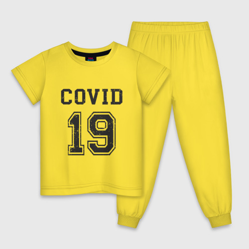 Детская пижама хлопок Covid 19, цвет желтый