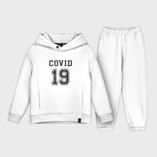 Детский костюм хлопок Oversize Covid 19, цвет белый