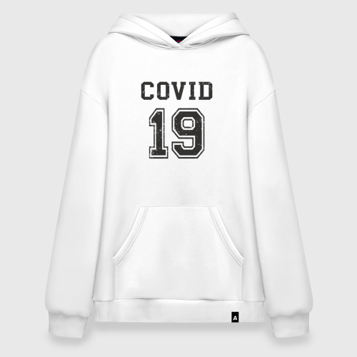 Худи SuperOversize хлопок Covid 19, цвет белый