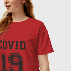 Женская футболка хлопок Oversize Covid 19 - фото 2