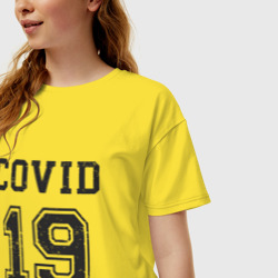 Женская футболка хлопок Oversize Covid 19 - фото 2