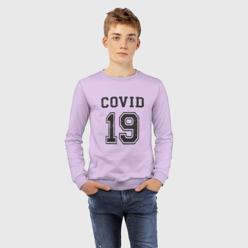 Детский свитшот хлопок Covid 19, цвет лаванда - фото 7