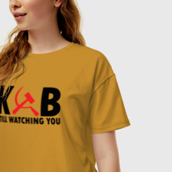 Женская футболка хлопок Oversize КГБ все еще следит за тобой - фото 2
