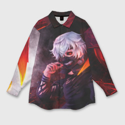 Мужская рубашка oversize 3D Ken Kaneki красные жала