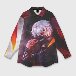 Женская рубашка oversize 3D Ken Kaneki красные жала