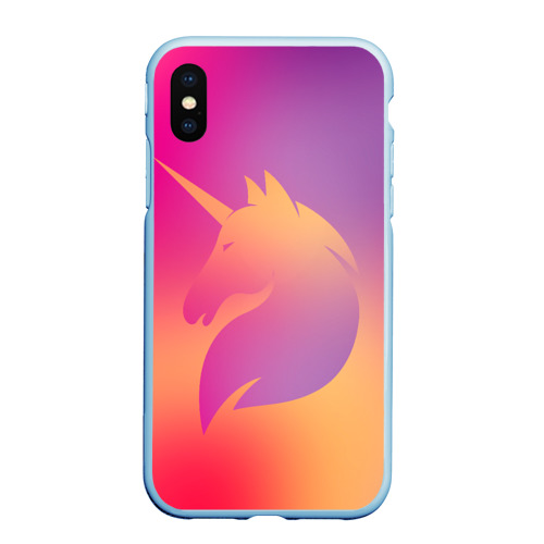 Чехол для iPhone XS Max матовый Unicorn gradient, цвет голубой