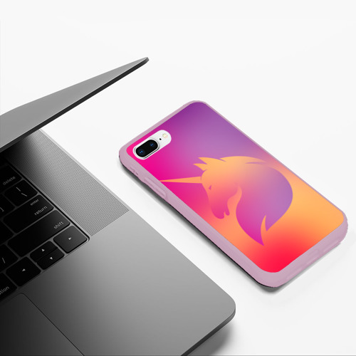 Чехол для iPhone 7Plus/8 Plus матовый Unicorn gradient, цвет розовый - фото 5