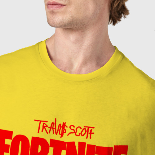 Мужская футболка хлопок Travis Scott+Fortnite, цвет желтый - фото 6