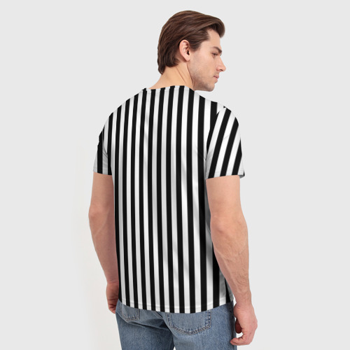 Мужская футболка 3D с принтом Пикси полосы, вид сзади #2