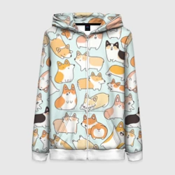 Женская толстовка 3D на молнии Милые корги