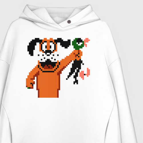 Женское худи Oversize хлопок Duck Hunt, цвет белый - фото 3