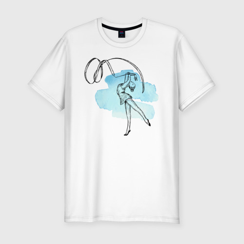 Мужская футболка приталенная из хлопка с принтом Художественная гимнастика, вид спереди №1