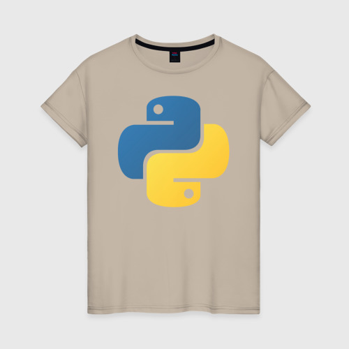 Женская футболка хлопок с принтом Python, вид спереди #2