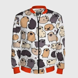 Мужской бомбер 3D Милые мопсы