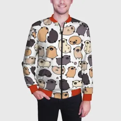 Мужской бомбер 3D Милые мопсы - фото 2