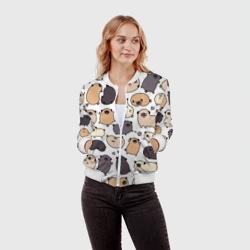 Женский бомбер 3D Милые мопсы - фото 2