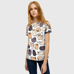 Женская футболка 3D Милые мопсы - фото 2