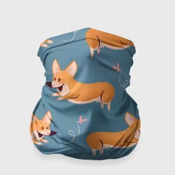 Бандана-труба 3D Корги с бабочкой