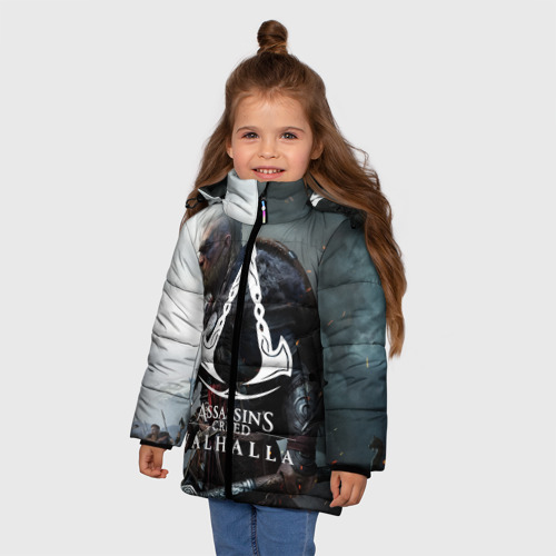 Зимняя куртка для девочек 3D Assassin`s Creed Valhalla, цвет черный - фото 3
