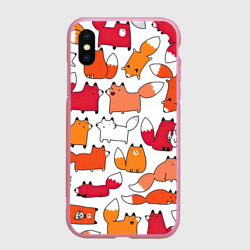Чехол для iPhone XS Max матовый Милые лисы