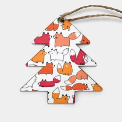 Игрушка деревянная Ёлочка Милые лисы