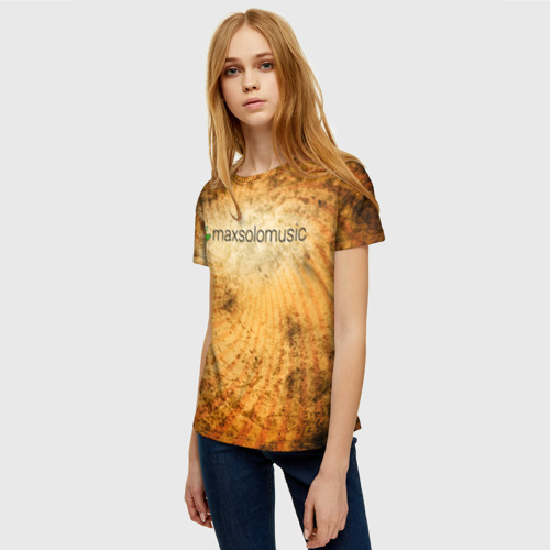 Женская футболка 3D с принтом Amber Distressed Burst, фото на моделе #1