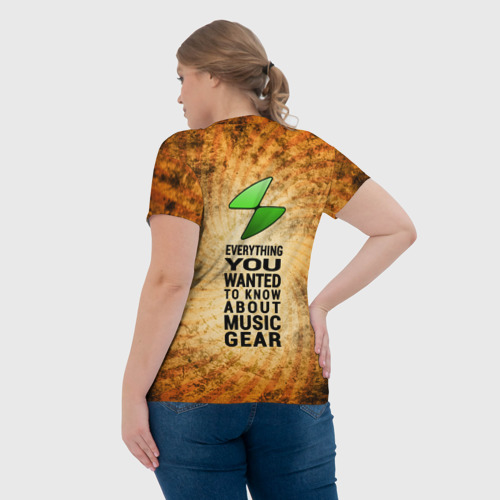 Женская футболка 3D с принтом Amber Distressed Burst, вид сзади #2