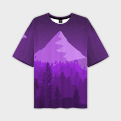 Мужская футболка oversize 3D Ночные горы