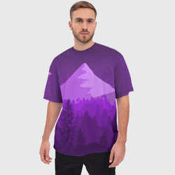Мужская футболка oversize 3D Ночные горы - фото 2