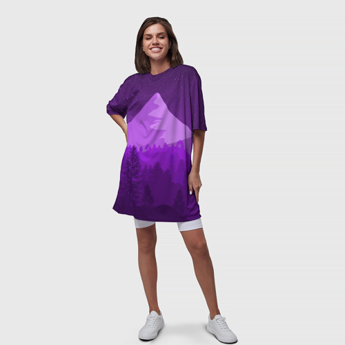 Платье-футболка 3D Ночные горы, цвет 3D печать - фото 5
