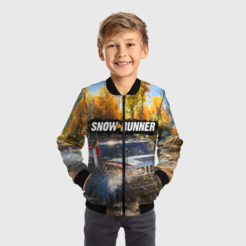 Детский бомбер 3D Snowrunner, цвет черный - фото 4