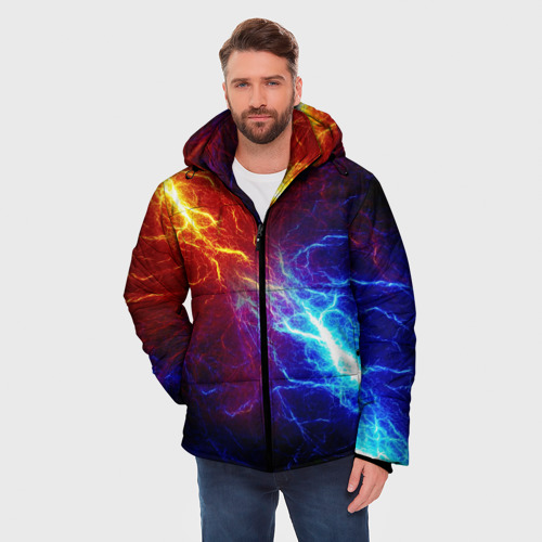 Мужская зимняя куртка 3D Битва молний battle flash, цвет черный - фото 3