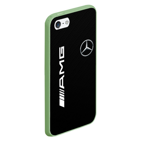 Чехол для iPhone 5/5S матовый Mercedes-Benz AMG carbon, цвет салатовый - фото 3