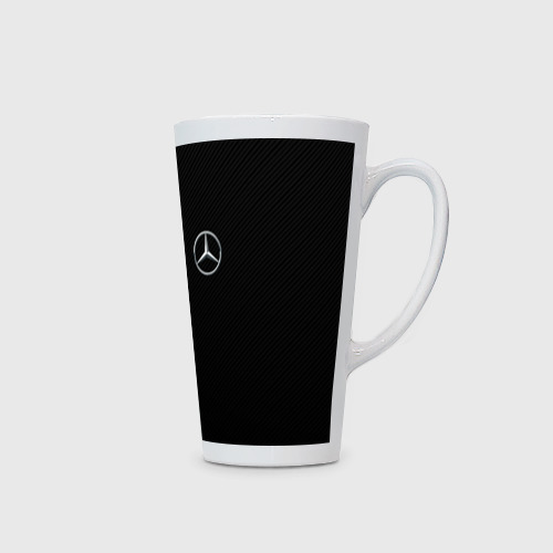 Кружка Латте с принтом Mercedes-Benz AMG carbon, вид сбоку #3