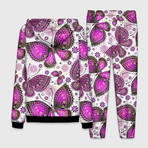 Мужской костюм 3D Фиолетовые бабочки, цвет черный - фото 2