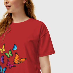 Женская футболка хлопок Oversize Бабочки - фото 2