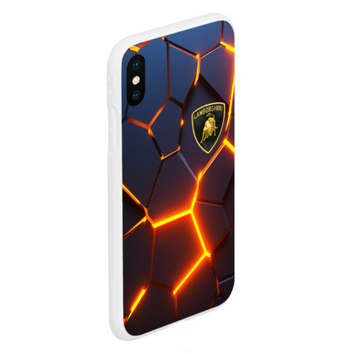 Чехол для iPhone XS Max матовый Lamborghini 3D плиты, цвет белый - фото 3