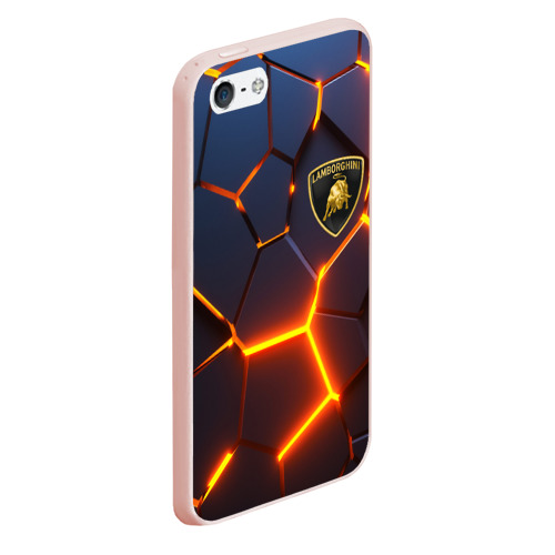 Чехол для iPhone 5/5S матовый Lamborghini 3D плиты, цвет светло-розовый - фото 3