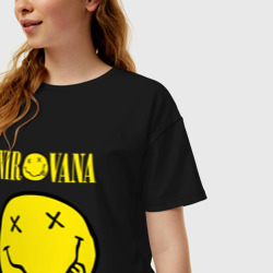 Женская футболка хлопок Oversize NIRVANA - фото 2