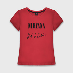 Женская футболка хлопок Slim Nirvana автограф Курта Кобейна